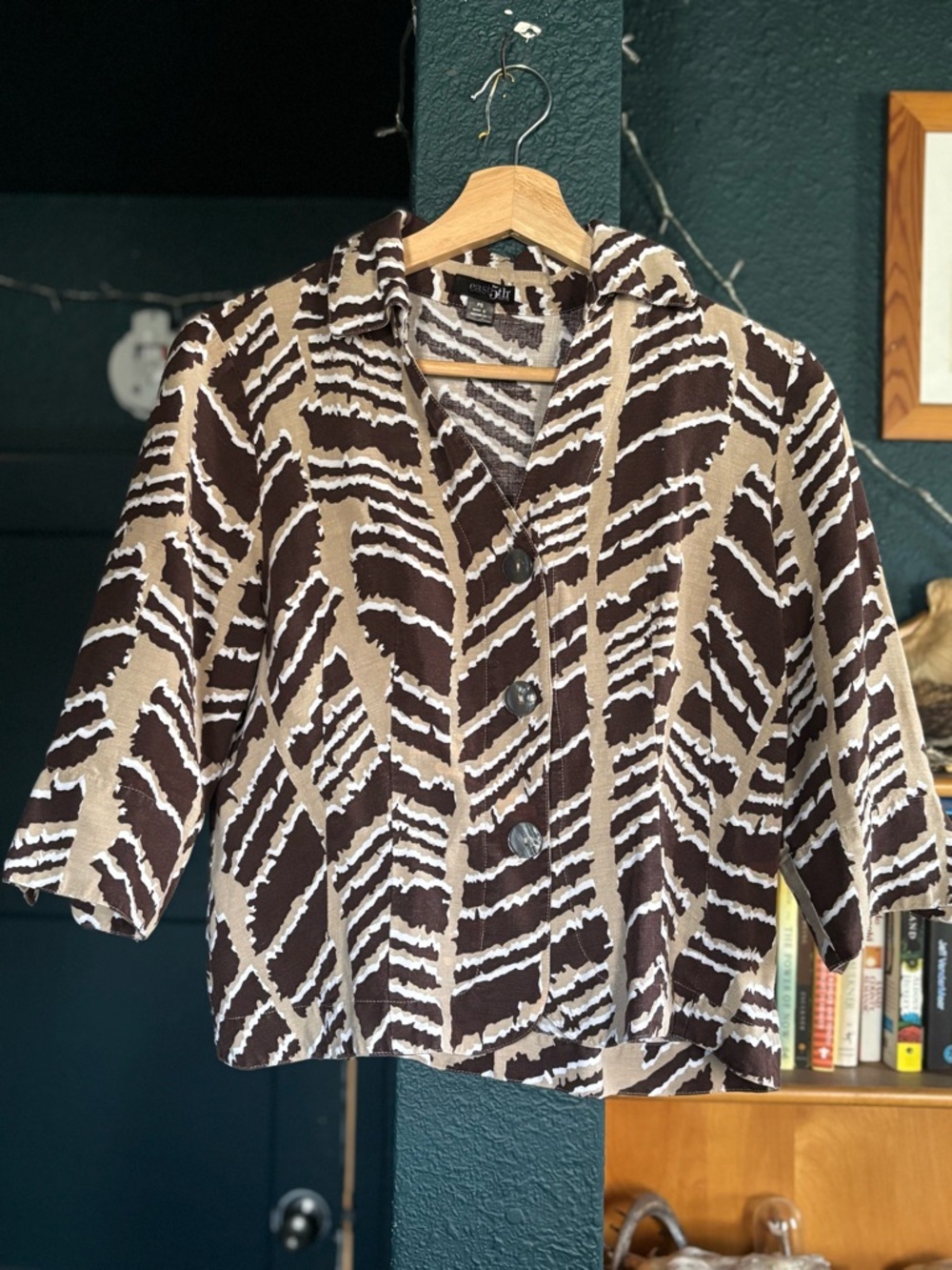 East 5th Brown & Cream Patterned Button Jacket